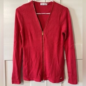 NWOT Calvin Klein full zip Cable Knit Sweater